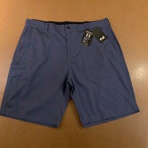 Puli Mens 40 Heather Navy Blue Woven Golf Performance Chino Shorts Inseam- 10 in